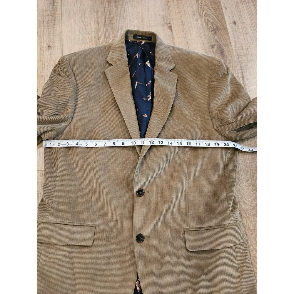 Lauren Ralph Lauren Corduroy Sport Coat Blazer Mens 40R Tan Cotton Bird Lining